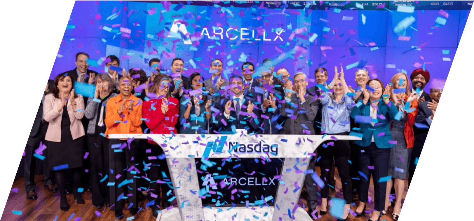 Arcellx Team ringing the Nasdaq opening bell